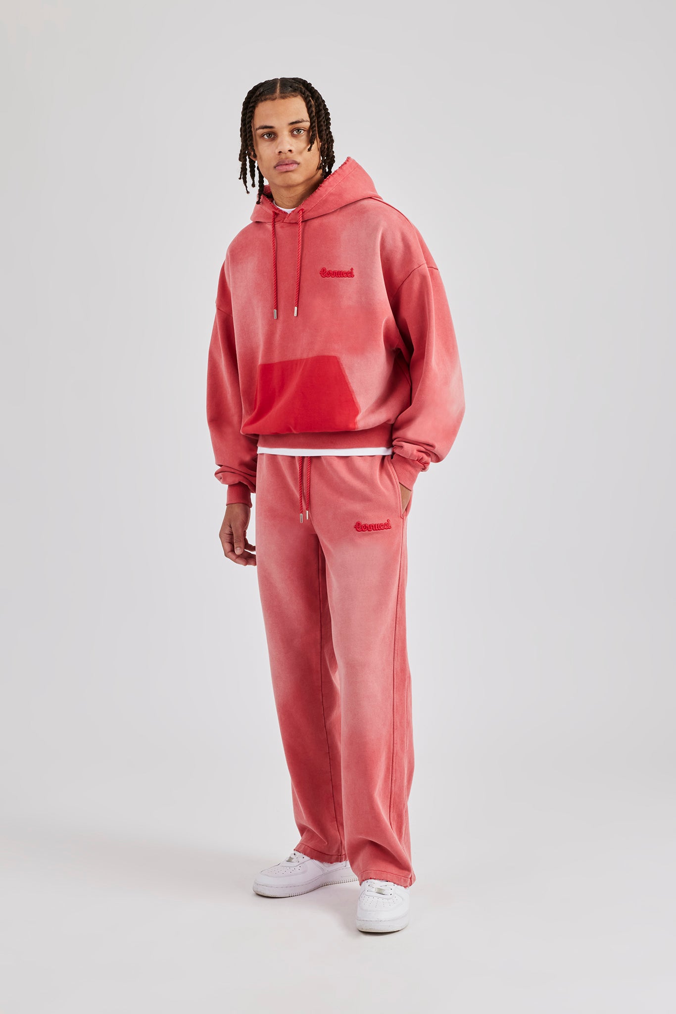 Washed Pocket Boxy Tracksuit - Red